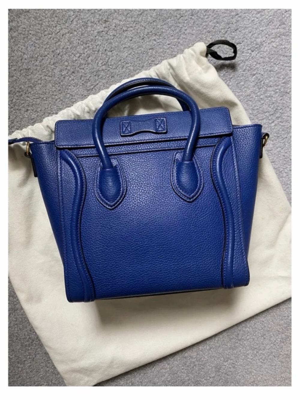 Celine Royal Blue Textured Leather Mini Luggage Satchel - Picture 3 of 3